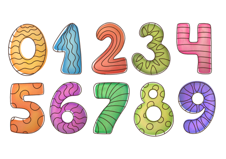 a set of numbers with different colors