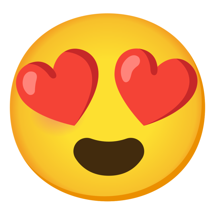 a smiley face with hearts in the eyes