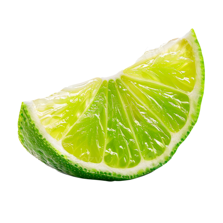 a slice of lime on a white background