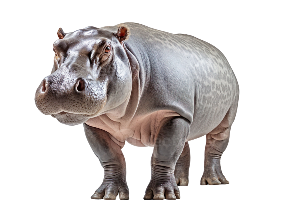 a hippo is standing and looking at the camera