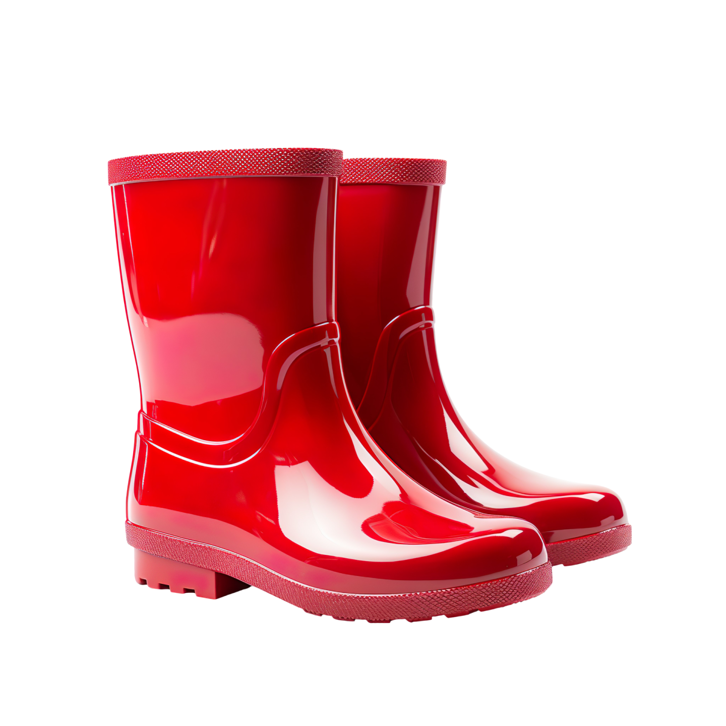 a pair of red rain boots