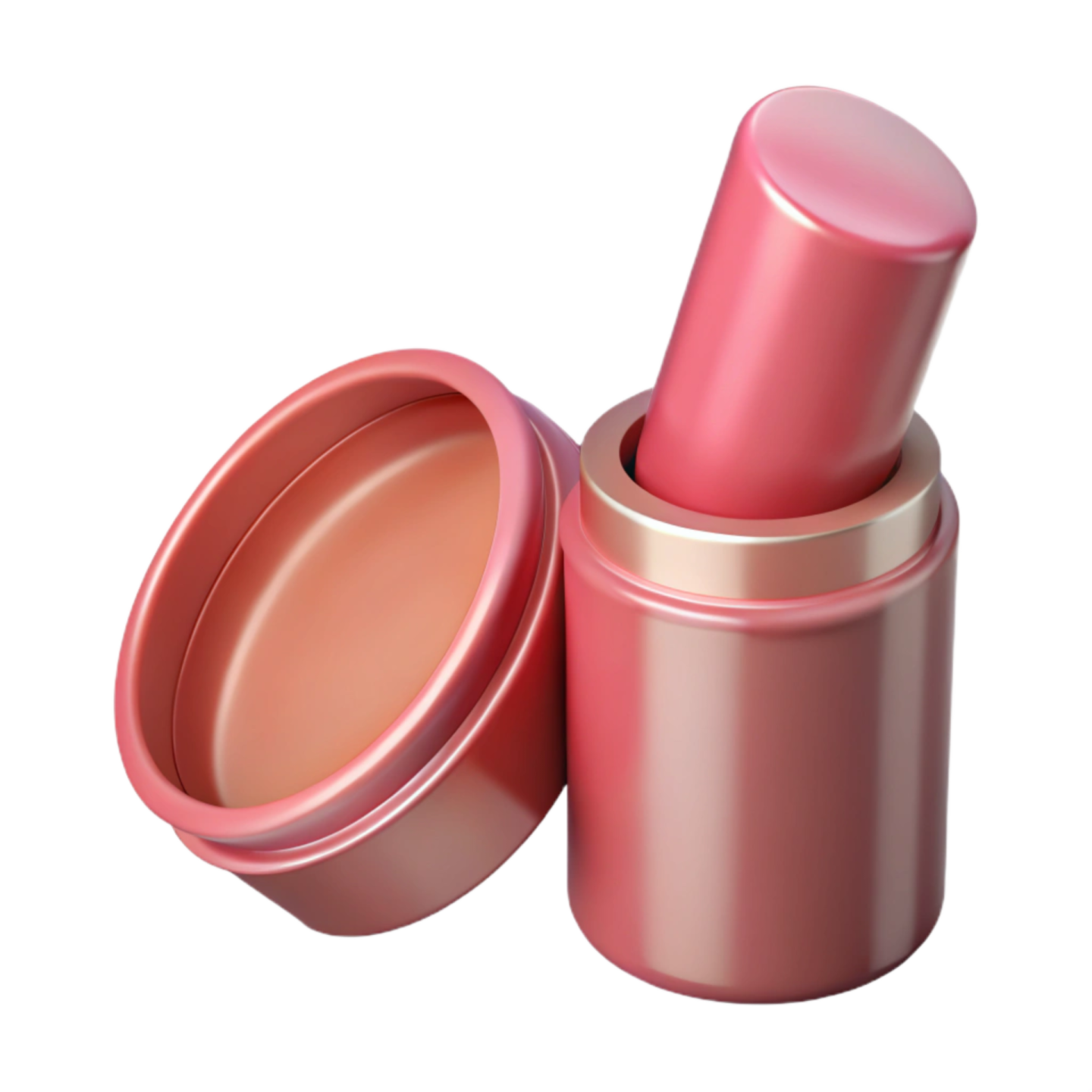 a close up of a pink lipstick container