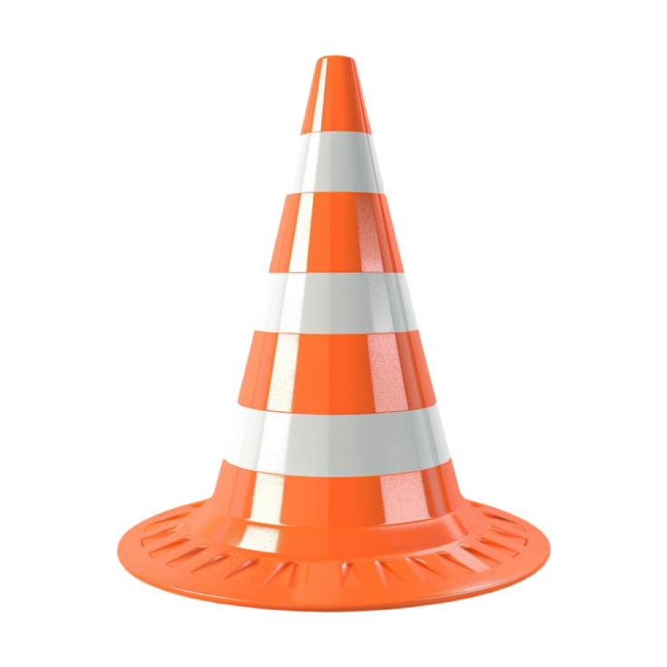 an orange traffic cone on a white background