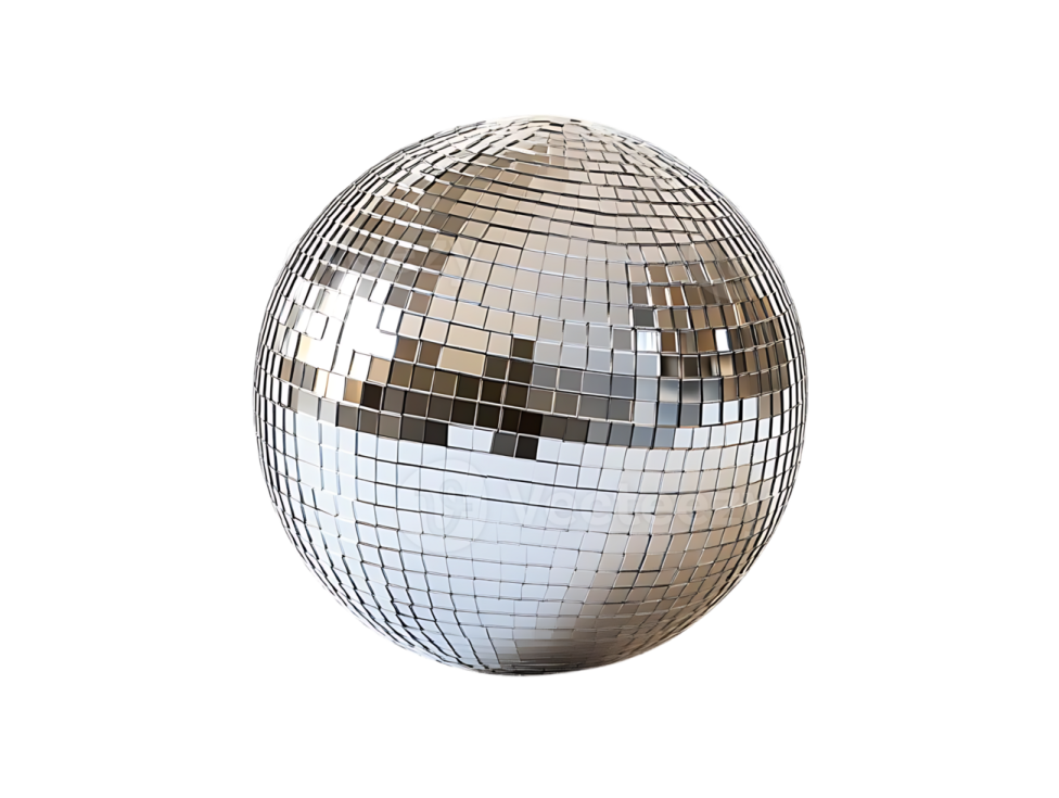 a silver disco ball on a white background