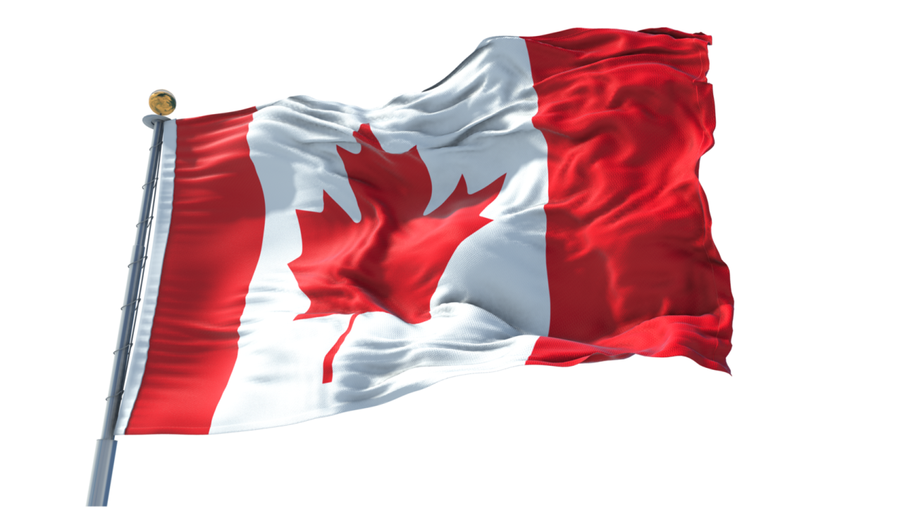 a canadian flag flying in the wind
