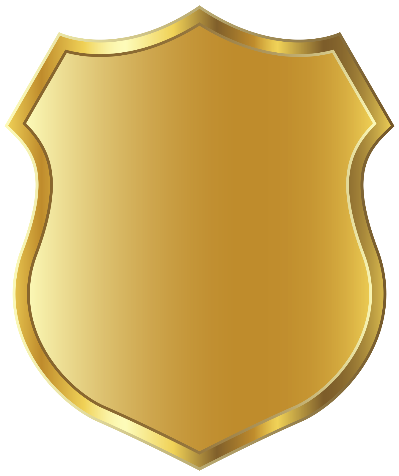 a gold shield with a white background