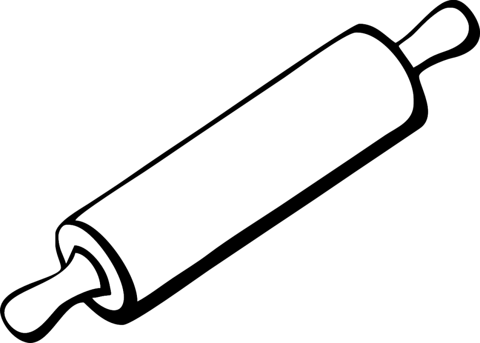 a black and white drawing of a rolling pin