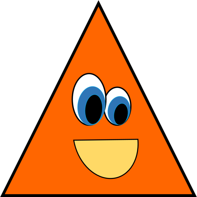 an orange triangle with a smiley on it