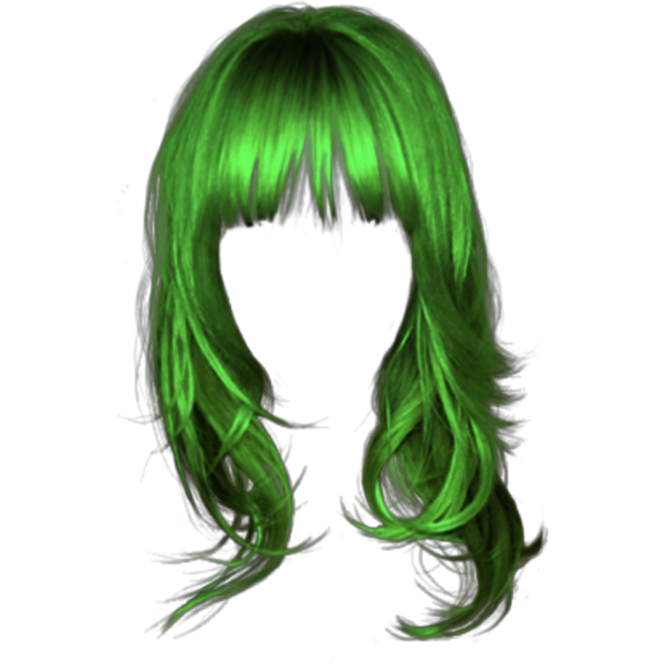 a drawing of a woman with green hair