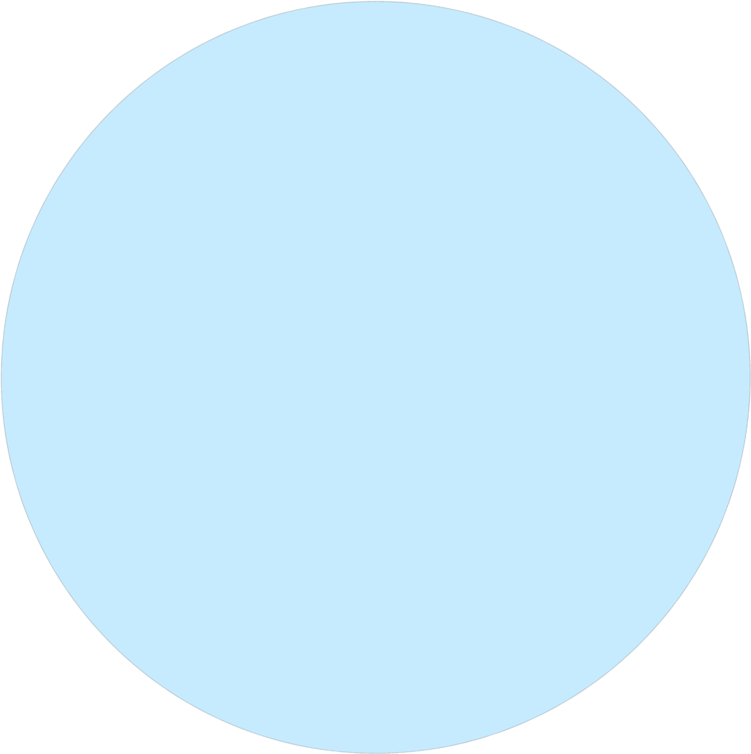 a blue circle with a white background