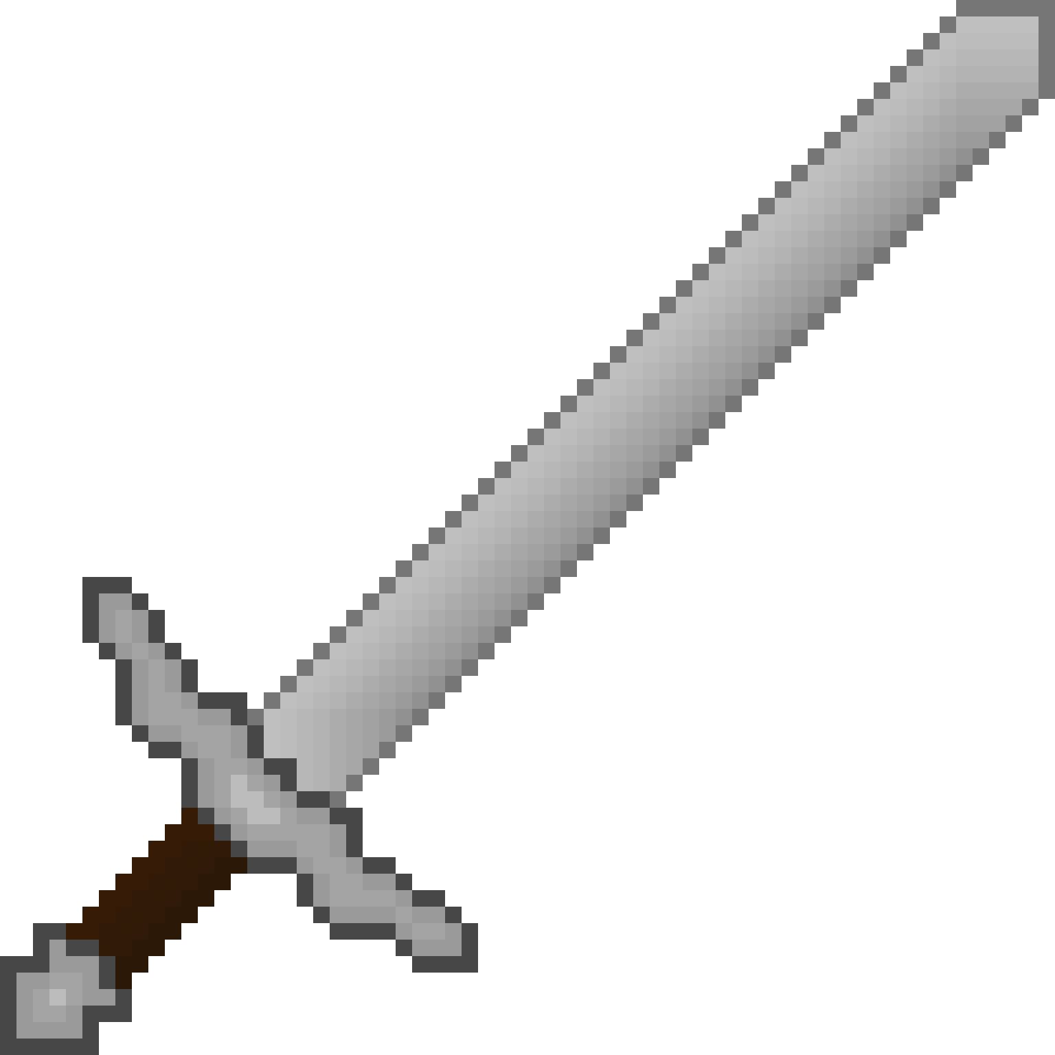 a pixel style sword with a wooden handle