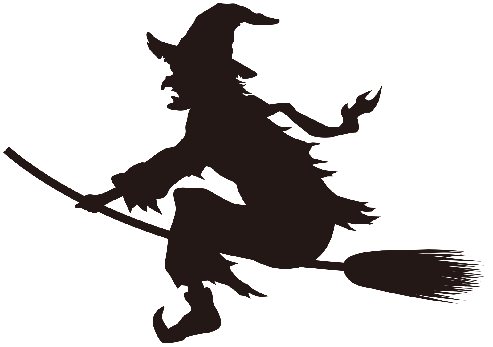 a silhouette of a witch flying on a broom