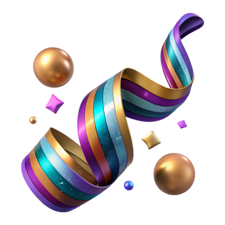a bunch of colorful ribbons and christmas balls
