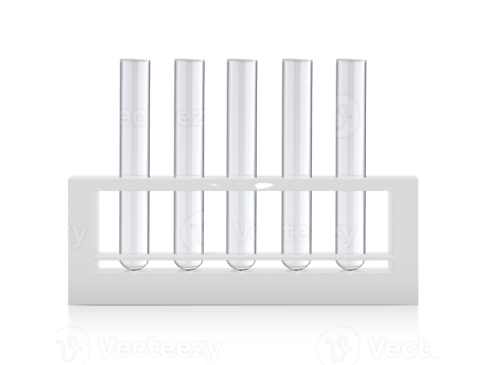 three test tubes on a white stand