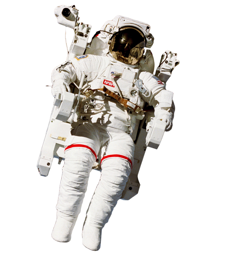 an astronaut is flying through the air