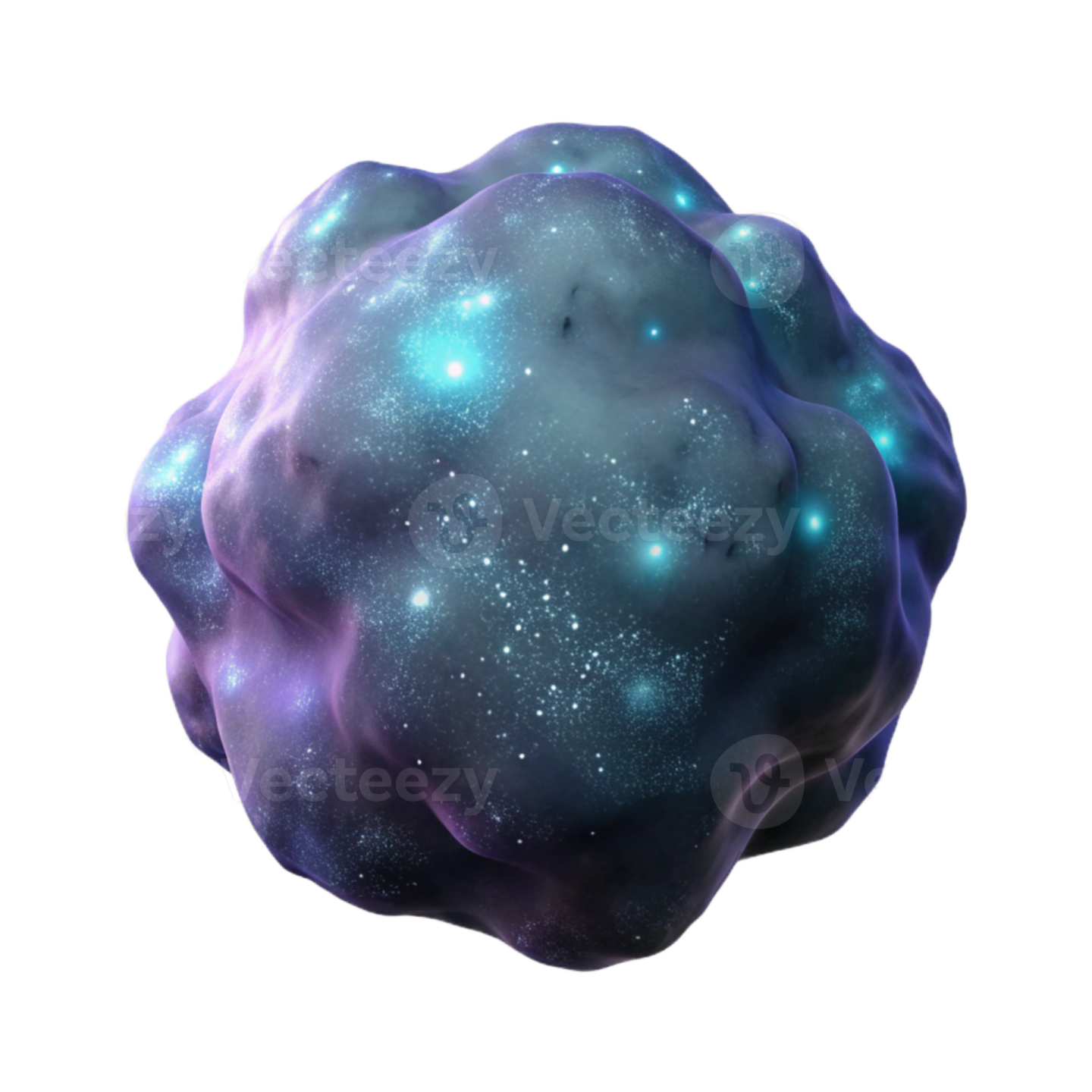 a blue and purple sphere with stars on it