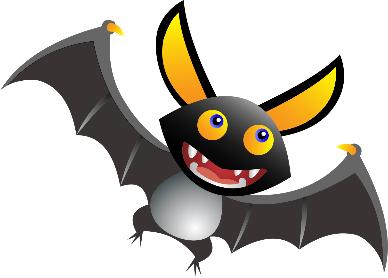 a cartoon bat flying through the air