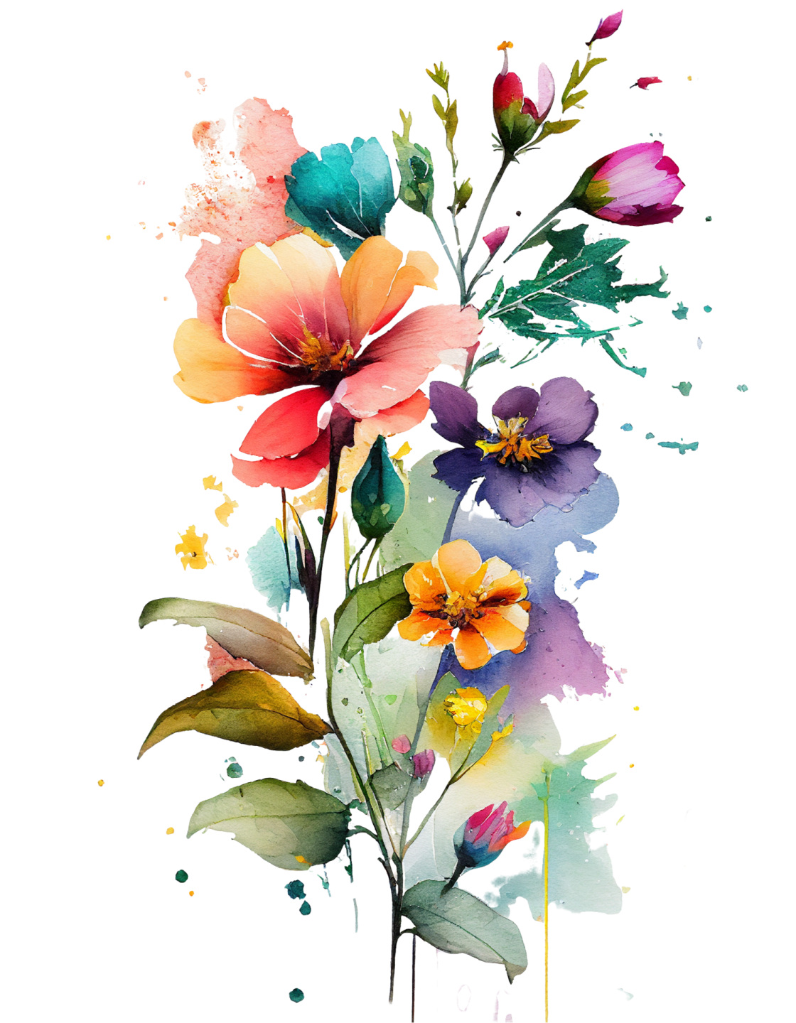 a painting of flowers on a white background