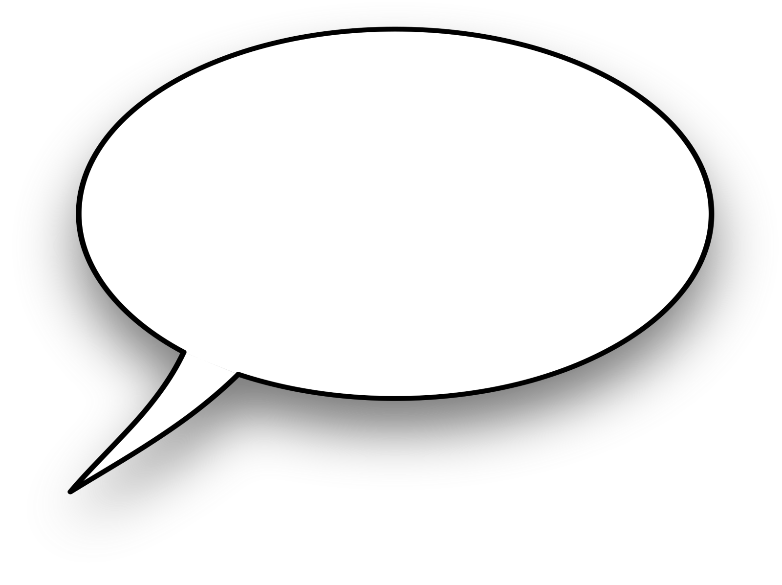 a black and white speech bubble on a white background