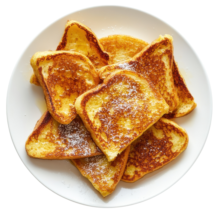 a plate with four pieces of french toast on it