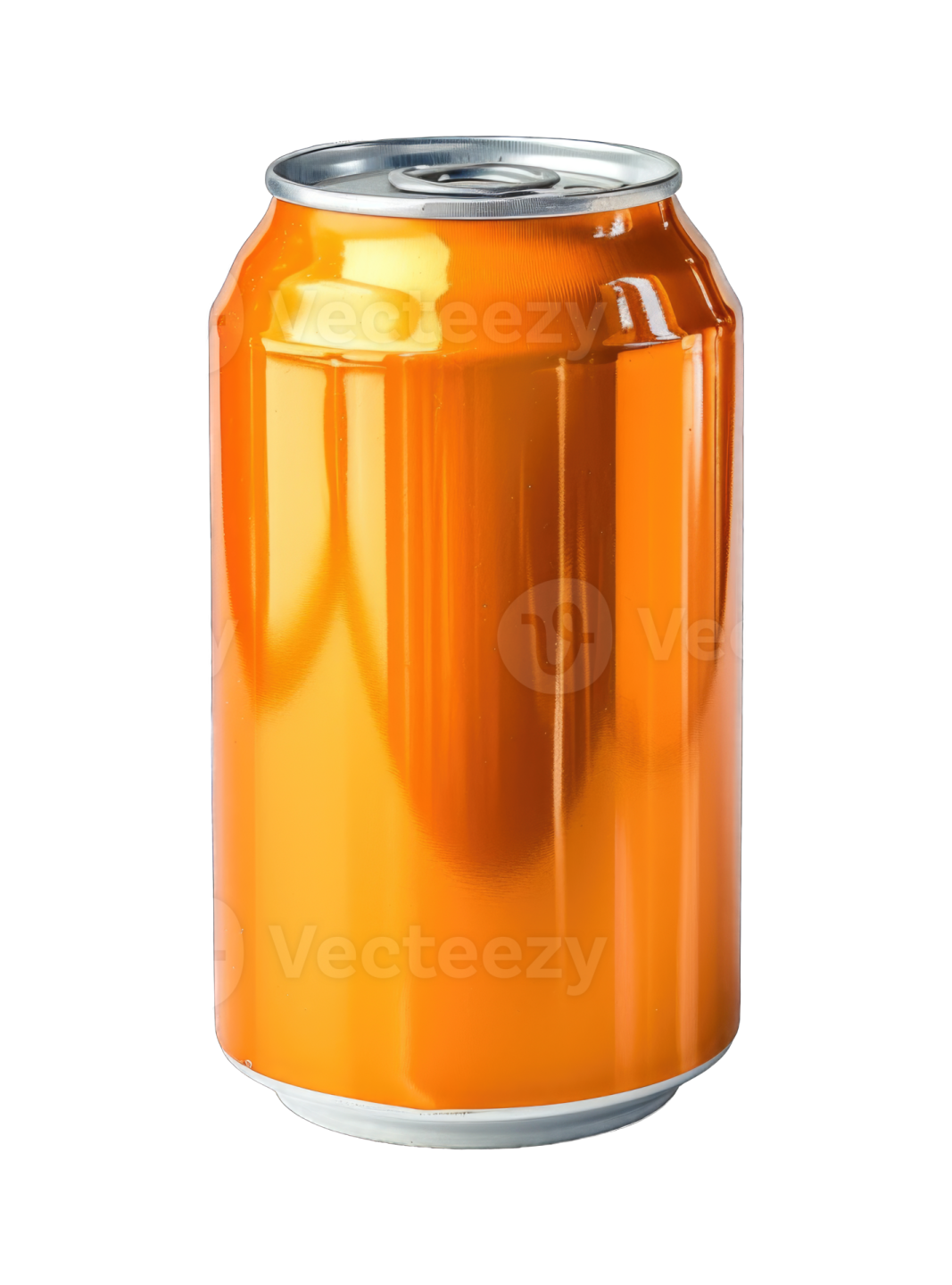 a can of orange soda on a white background