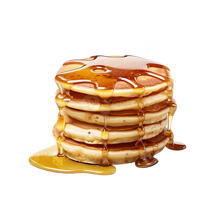 a stack of pancakes with syrup on top