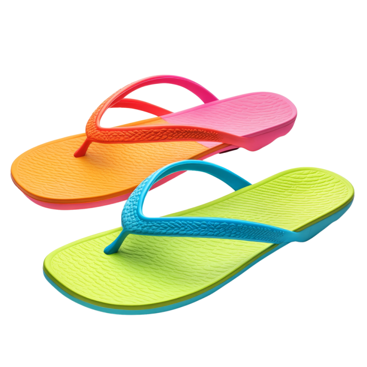 a pair of colorful flip flops