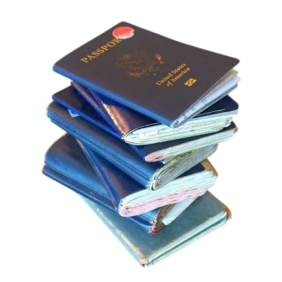 three passports stacked on top of each other passports