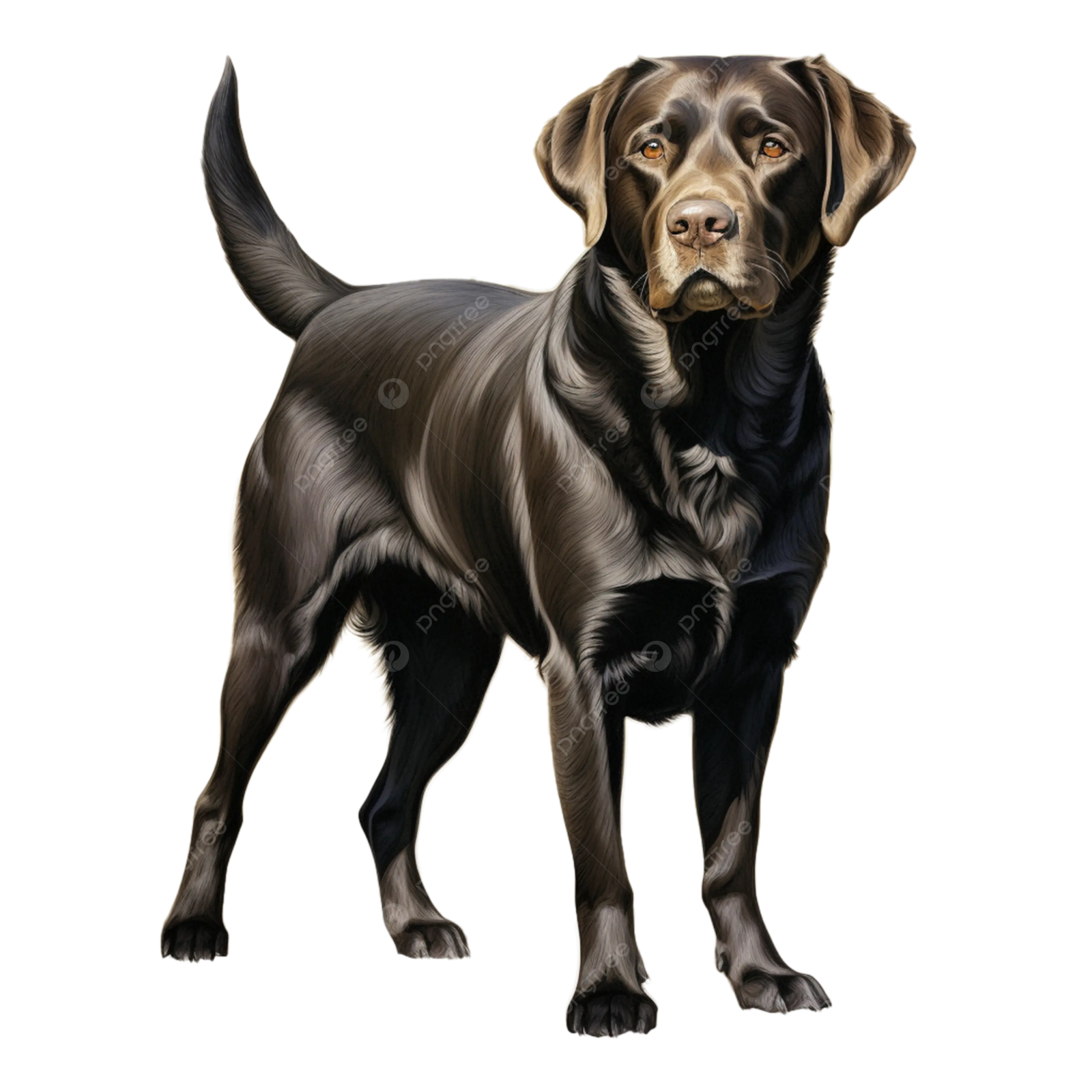 a black labrador dog standing on a white background