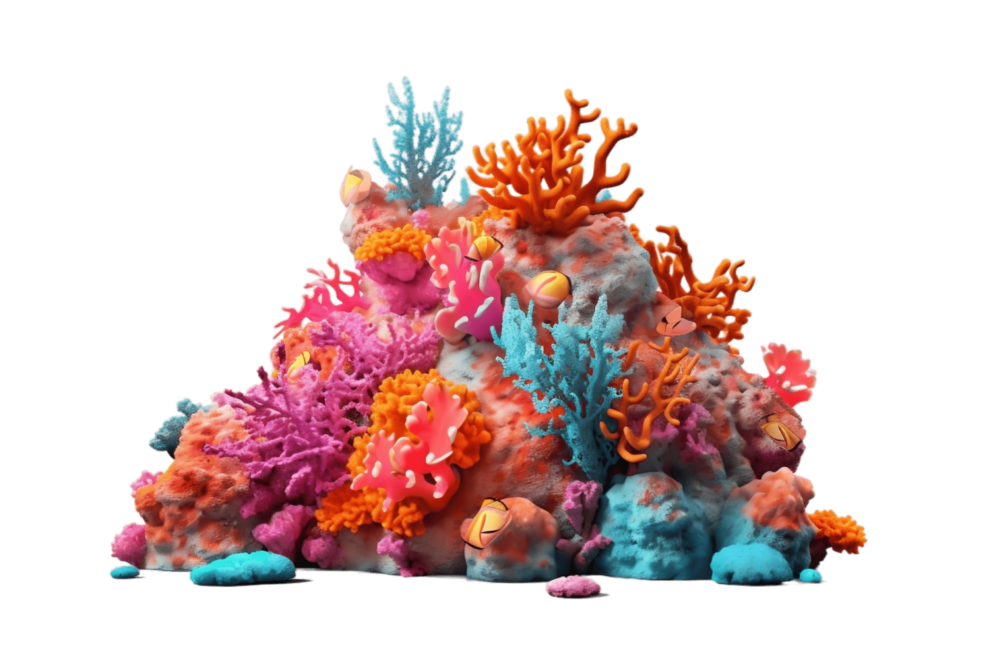 a pile of corals on a white background