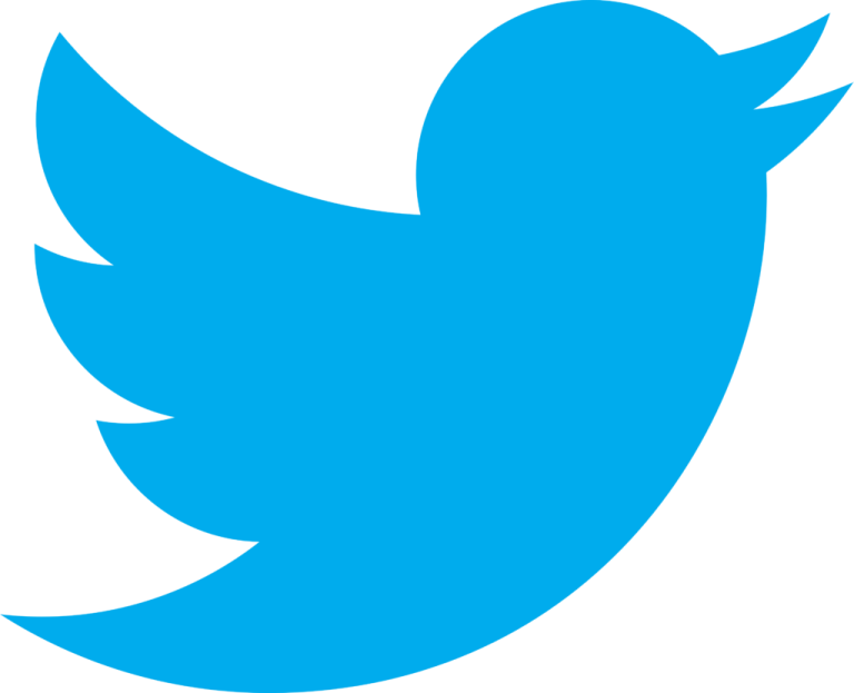 a blue twitter logo on a white background