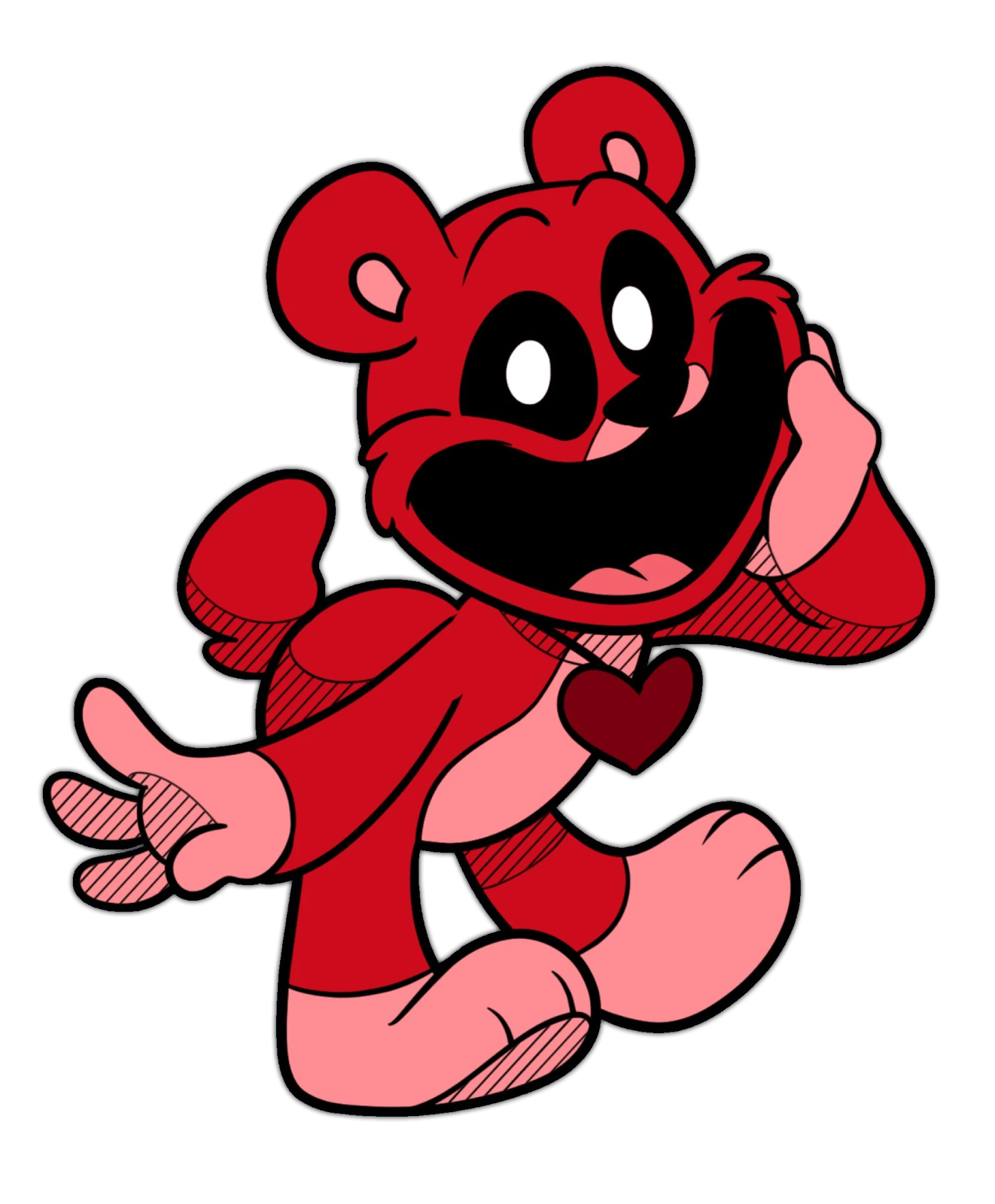 a cartoon character with red hair and black eyes