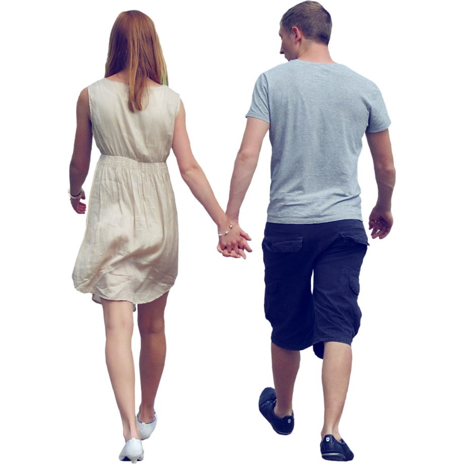 a man and woman walking hand in hand