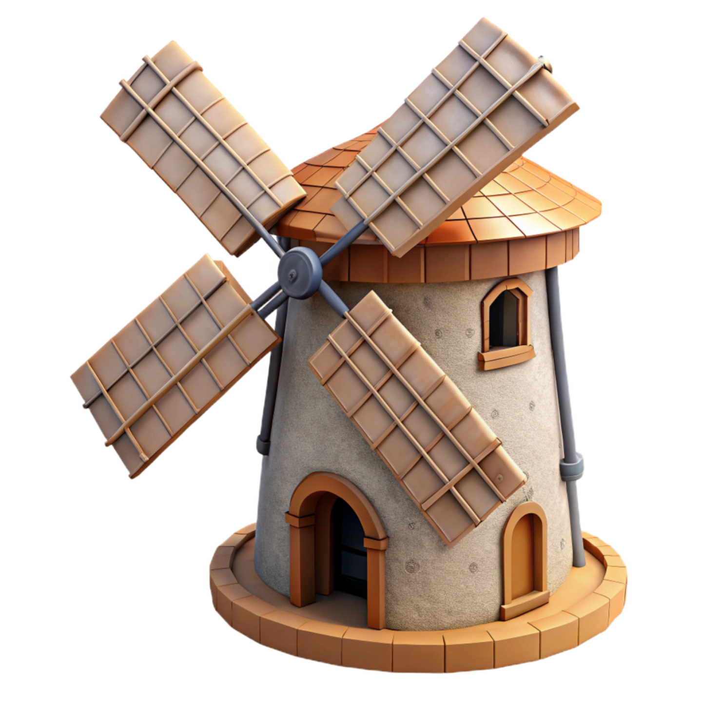a model of a windmill on a white background