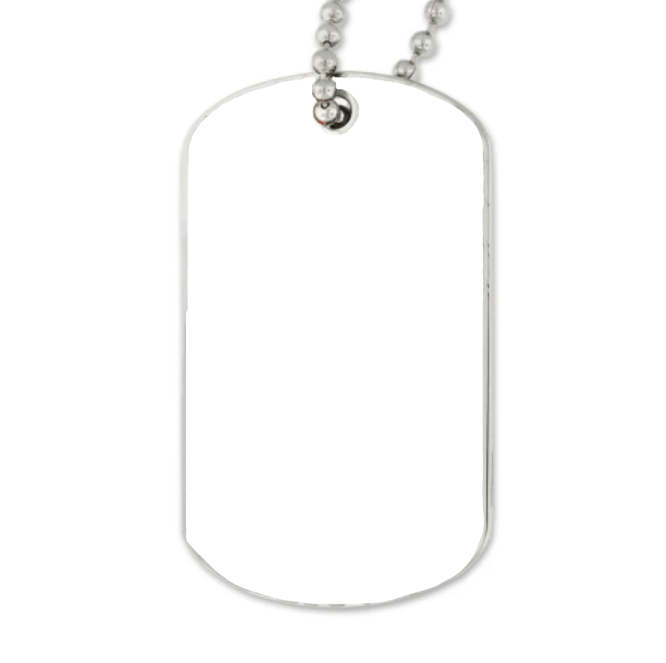 a dog tag on a white background