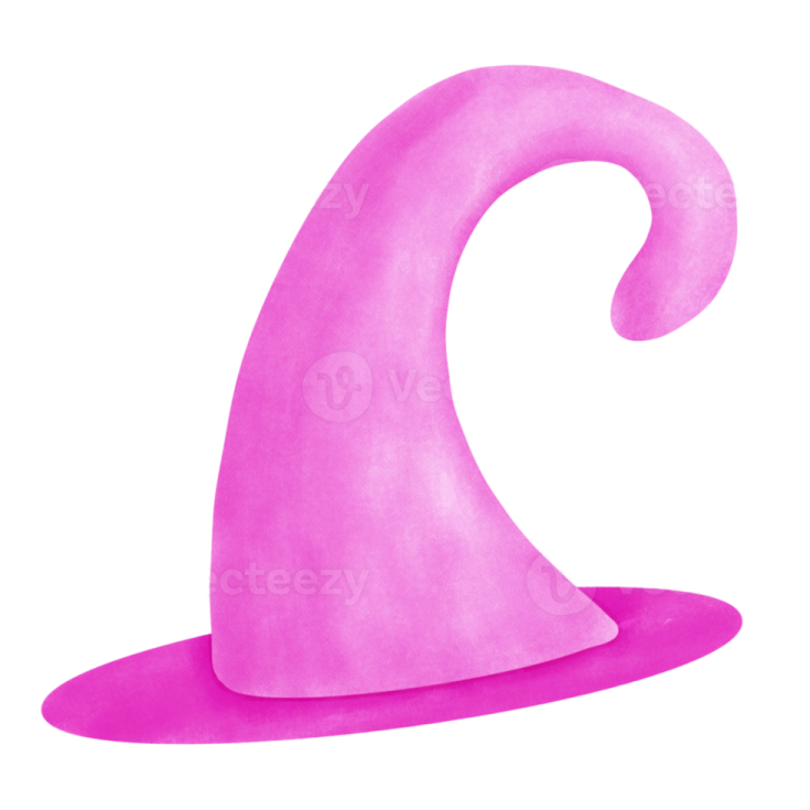 a pink witch hat on a white background