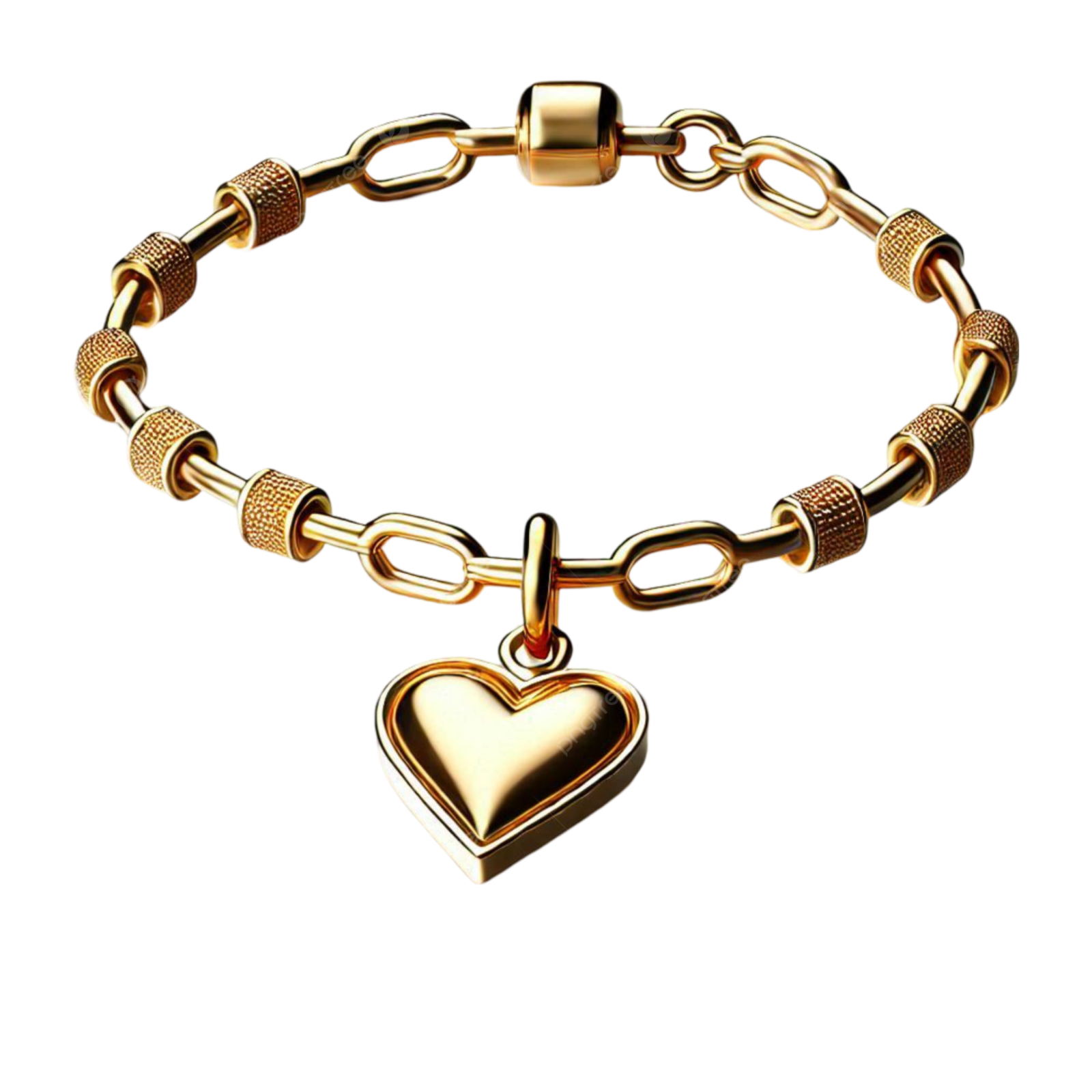 a gold bracelet with a heart charm