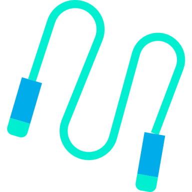 a blue and white icon with the letter m