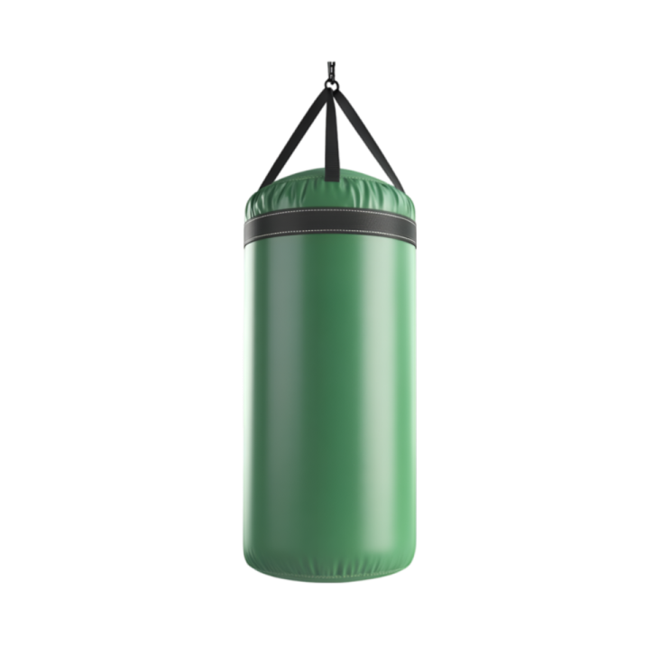 a green punching bag on a white background