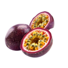 two passion fruit on a white background