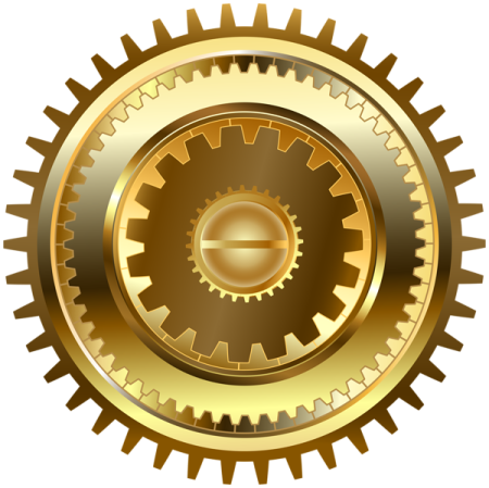 an image of a golden gear wheel