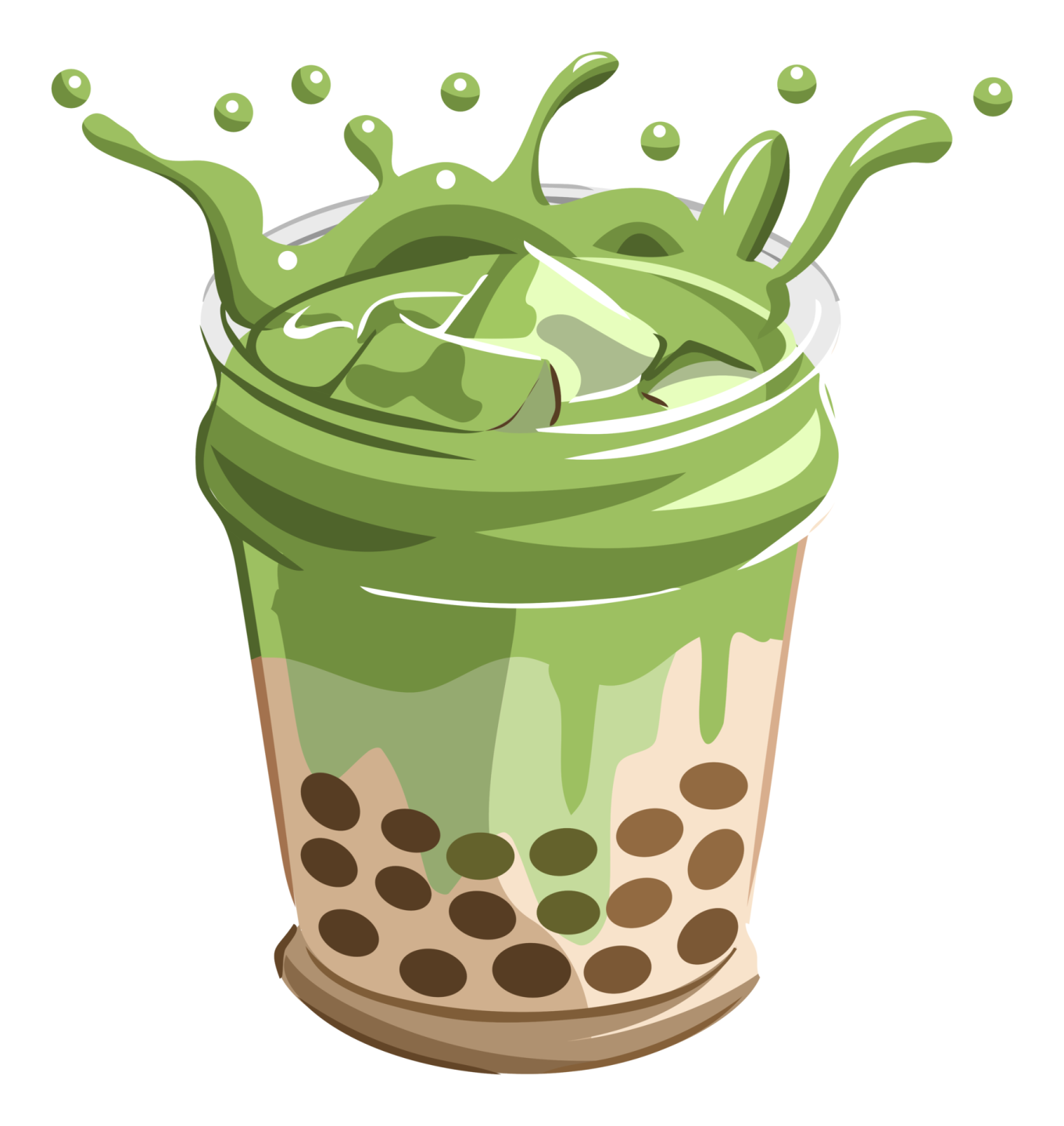 a green drink with splashs of liquid
