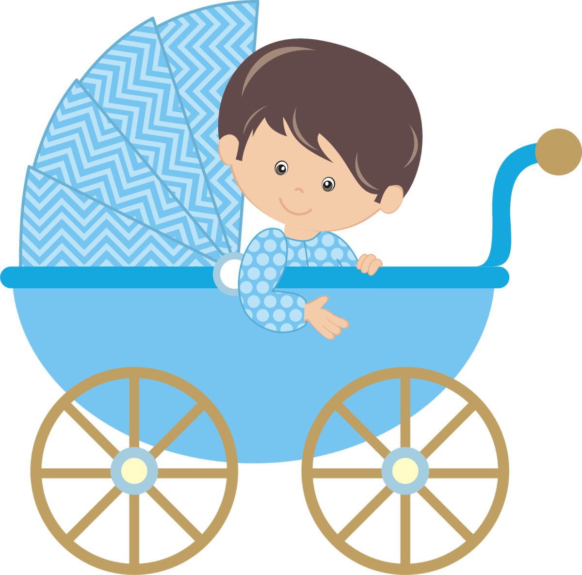 a baby boy in a blue stroller