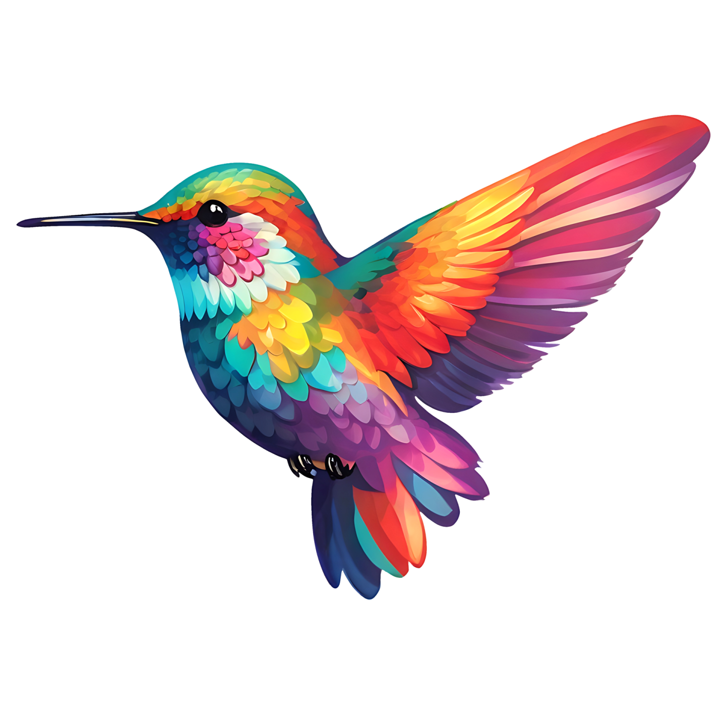 a colorful humming bird flying in the sky