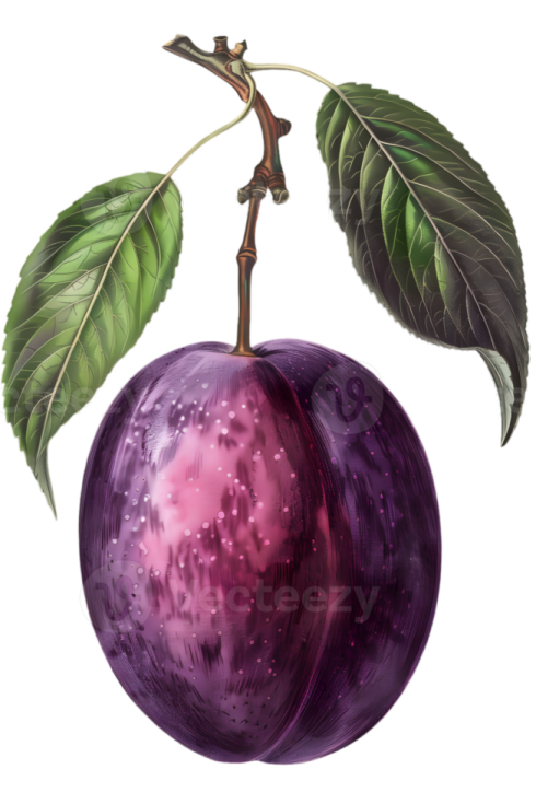 an illustration of a plum on a white background