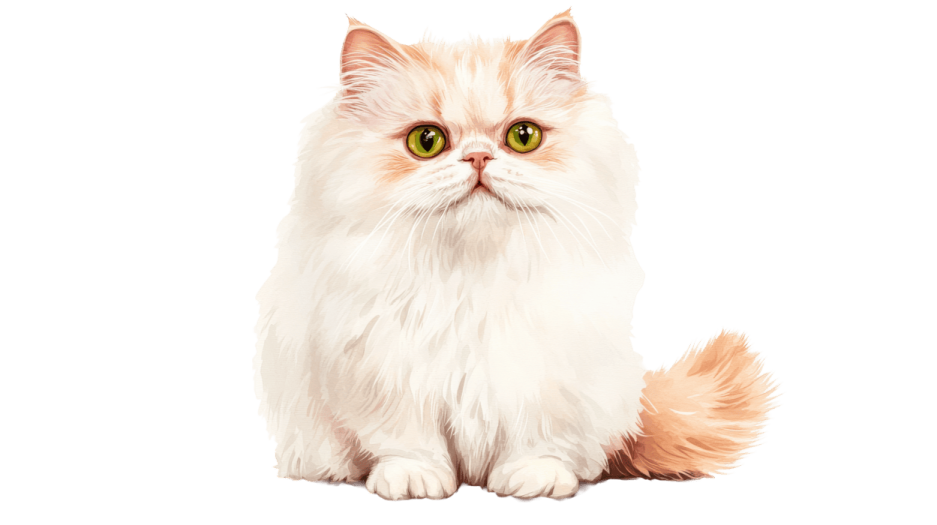 a white cat with green eyes sitting down