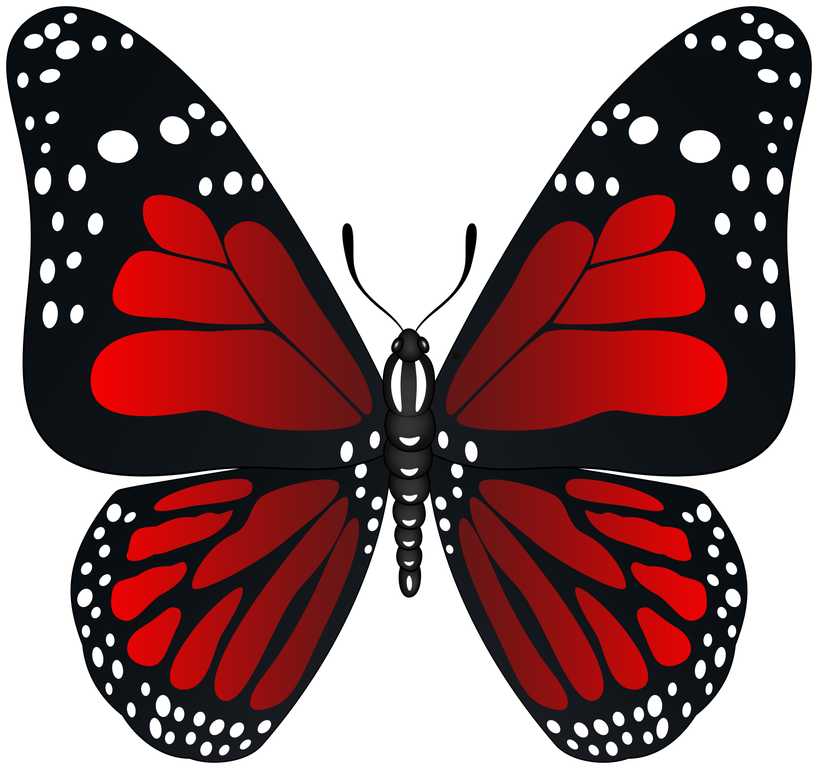 a red butterfly on a white background