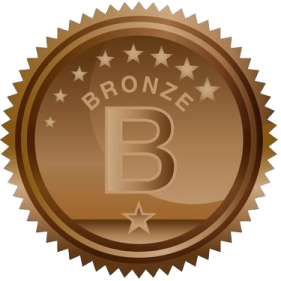 a bronze medal with the letter b on it
