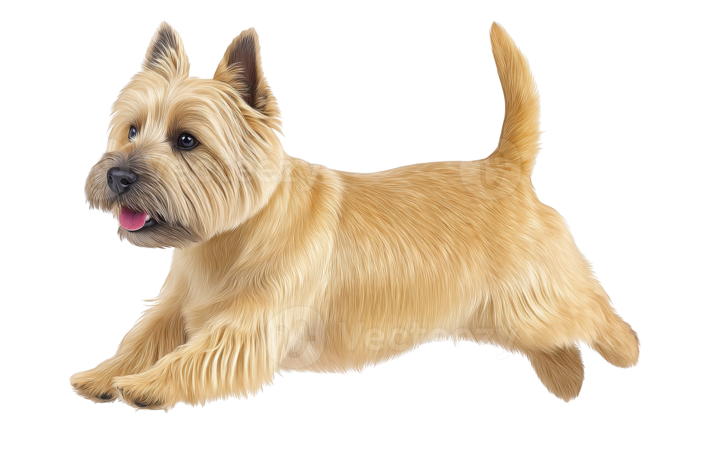 a small dog standing on a white background