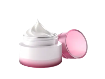 a jar of white cream on a white background